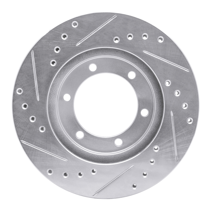 Nissan NP300 Brake Rotor (1) - Front Right - R1 Concepts - Drilled & Slotted - Silver - `98-`15